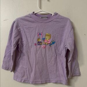Miniwear Lavender Long Sleeve Tee with Bear Design Y2K